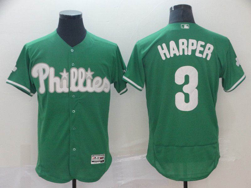 Men Philadelphia Phillies #3 Harper Green Elite MLB Jersey